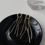Minimalistic Wrapped Circle Gold Drop Earrings - Image 5