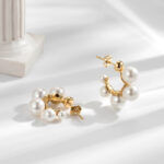 Statement Pearl Embedded Hoop Earrings - Image 6