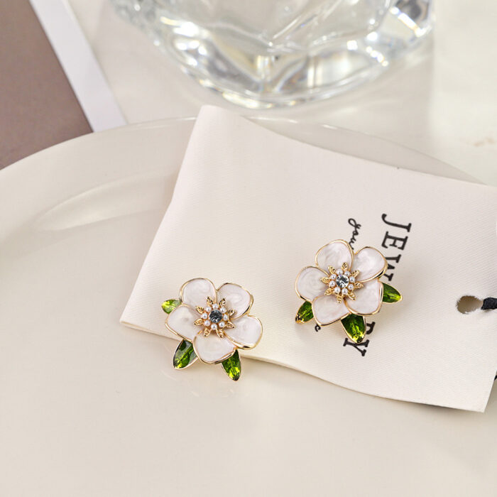 White Camellia Flower Studs - Image 2