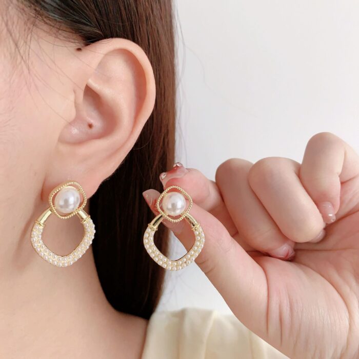 Geometric Rhombus Dangler Earrings - Image 3