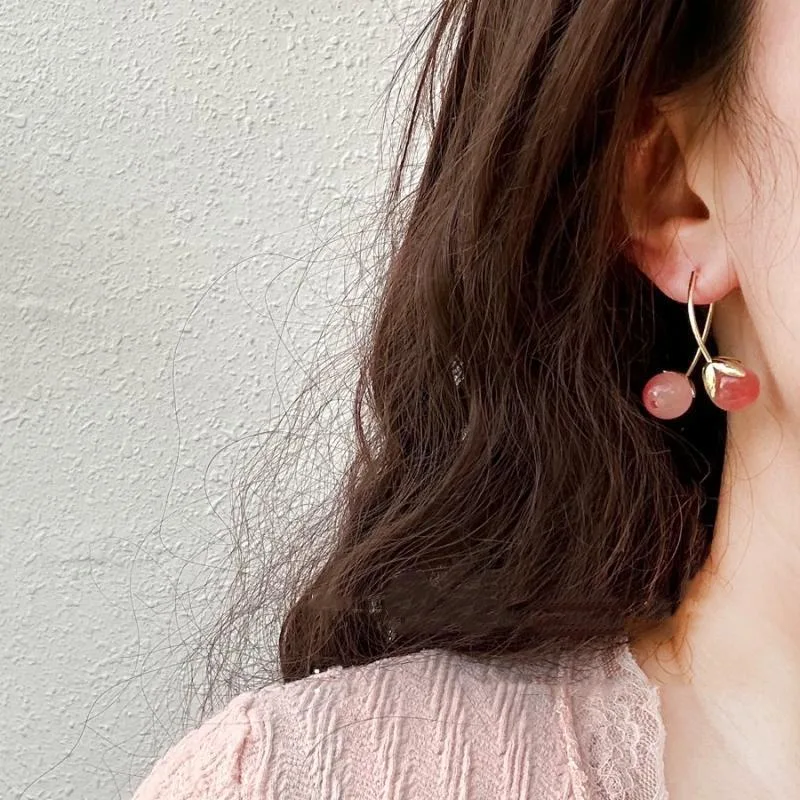 Aylana Detachable Cherry Dangler Earrings | Gold-Toned - Image 3