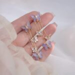 Crystal Purple Butterfly Earrings | Danglers