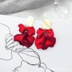 Red Petal Drop Earrings - Image 4
