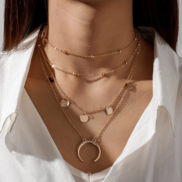 Crescent Layered Necklace - Image 1