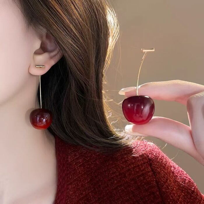 Resin Ombre Red Cherry Danglers - Image 4