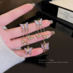 Crystal Purple Butterfly Danglers - Image 4