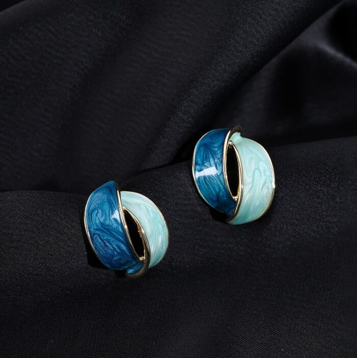 Blue Enamelled Two-tone Studs - Image 1