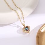 Multi Chromatic Heart Necklace | Gold-Plated - Image 4