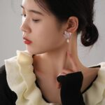 Pastel Butterfly Pearl Drop Earrings - Image 4