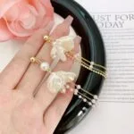 White Shells & Pearls Long Tassel Earrings - Image 4
