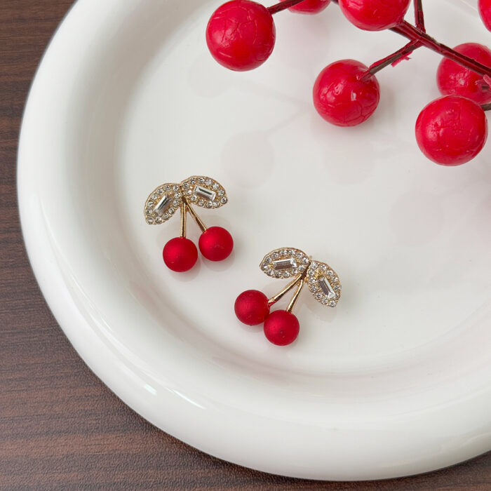 Red Matte CherrDuo Studs - Image 2