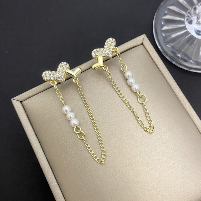 Heart Chain Drop Earrings - Image 2