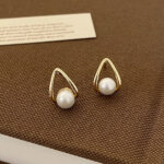 Minimalistic V Pearl Stud Earrings