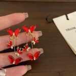 Crystal Red Butterfly Danglers - Image 2