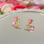 Cross Pink Tulip Studs - Image 5