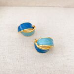 Two-toned Blue Enamel Stud Earrings - Image 6