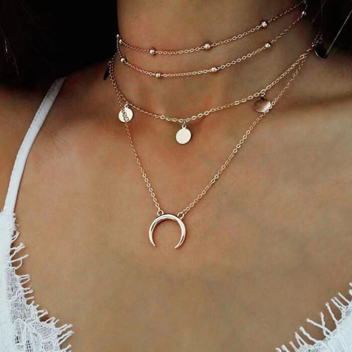 Crescent Layered Necklace - Image 4