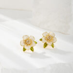 White Camellia Flower Studs