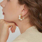 Statement Pearl Embedded Hoop Earrings - Image 7