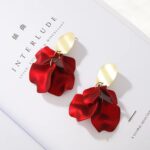 Red Petal Drop Earrings