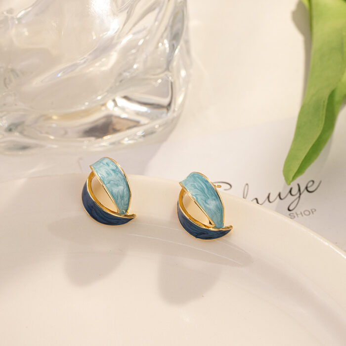 Blue Enamelled Two-tone Studs - Image 4