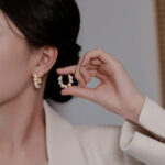 Statement Gold-toned Pearl Hoop Earrings - Image 6