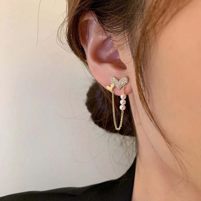 Heart Chain Drop Earrings - Image 3