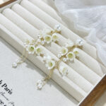 White Long Floral Earrings - Image 3