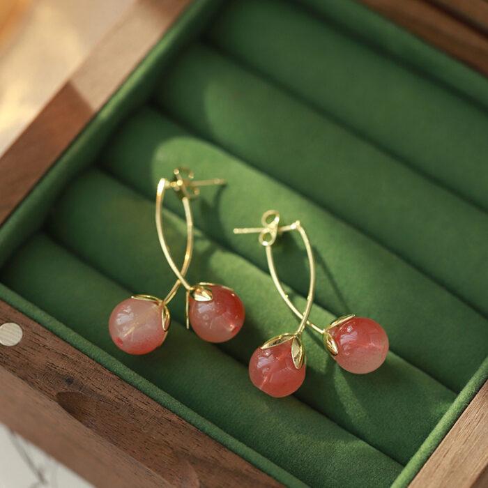 Double Cherry Detatchable Earrings - Image 4