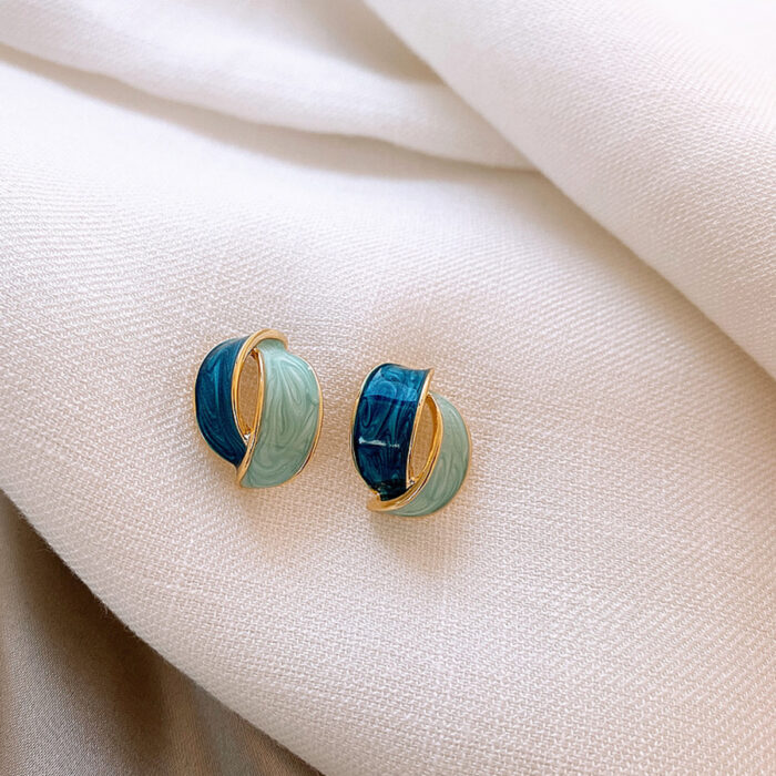 Blue Enamelled Two-tone Studs - Image 3