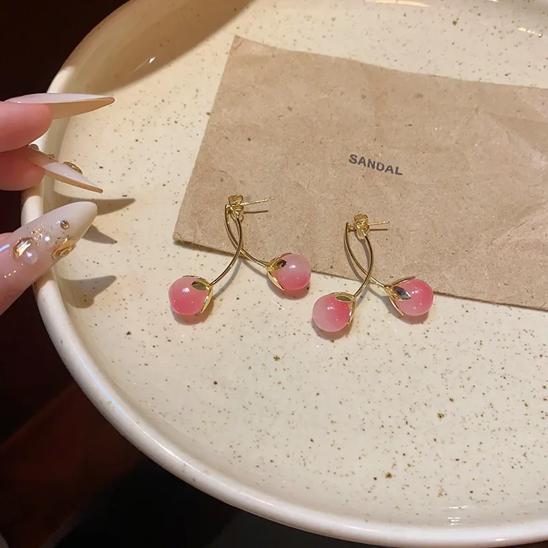 Aylana Detachable Cherry Dangler Earrings | Gold-Toned - Image 8