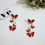 Red Crystal Butterfly Dangler Earrings | Elegant Statement Jewelry