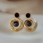 Black Enamel & Gold Drop Earrings