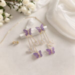 Crystal Purple Butterfly Danglers