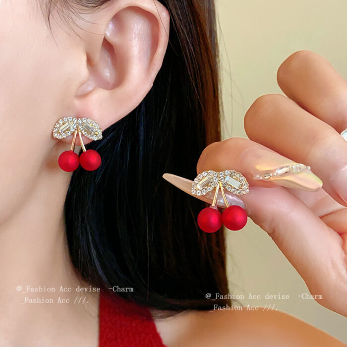 Red Matte CherrDuo Studs - Image 5