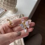 Pastel Butterfly Pearl Drop Earrings - Image 7