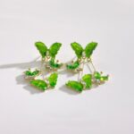 Crystal Green Butterfly Danglers