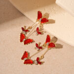 Crystal Red Butterfly Danglers