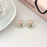 Pink Tulips Round Stud Earrings - Image 2