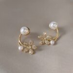 Tiny Pearl n Flower Huggie Earrings - Image 7