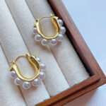 Statement Gold-toned Pearl Hoop Earrings - Image 2