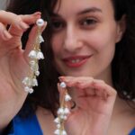 flower pearl drop earrings