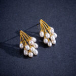 Cluster Stud Pearl Earrings - Image 4