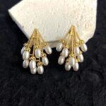 Cluster Stud Pearl Earrings