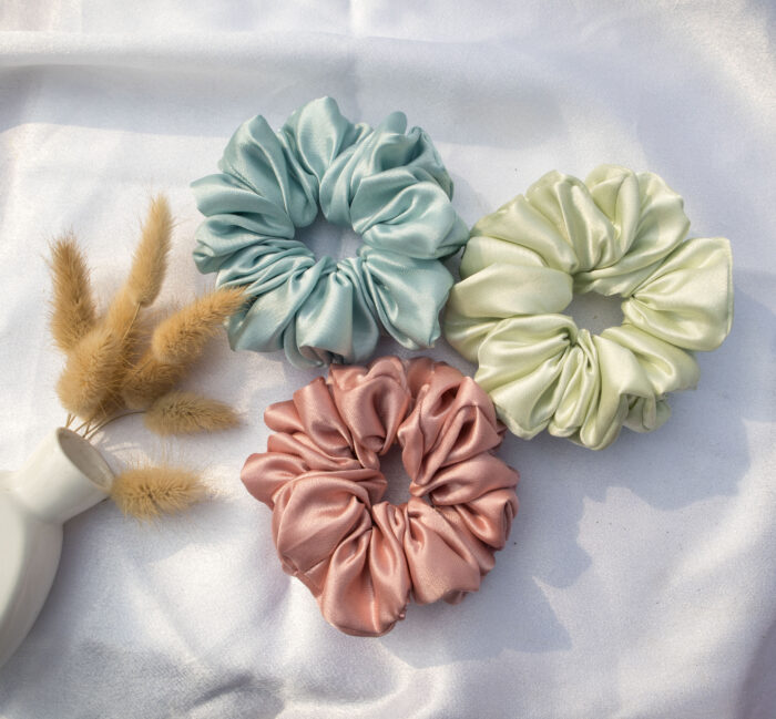 Silk-Satin Solid Color Scrunchies - Image 1