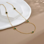 CZ Emerald Allure Gold-Plated Necklace - Anti Tarnish Stainless Steel - Image 6
