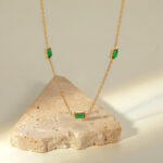 CZ Emerald Allure Gold-Plated Necklace - Anti Tarnish Stainless Steel - Image 4