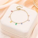 Elegant Gold Plated Multicolor CZ Anklet – Anti-Tarnish Anklet - Image 2