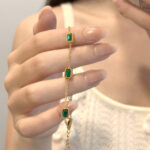 CZ Emerald Allure Gold Plated Bracelet - Anti Tarnish Stainless Steel - Image 4