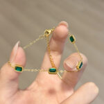 CZ Emerald Allure Gold Plated Bracelet - Anti Tarnish Stainless Steel - Image 3